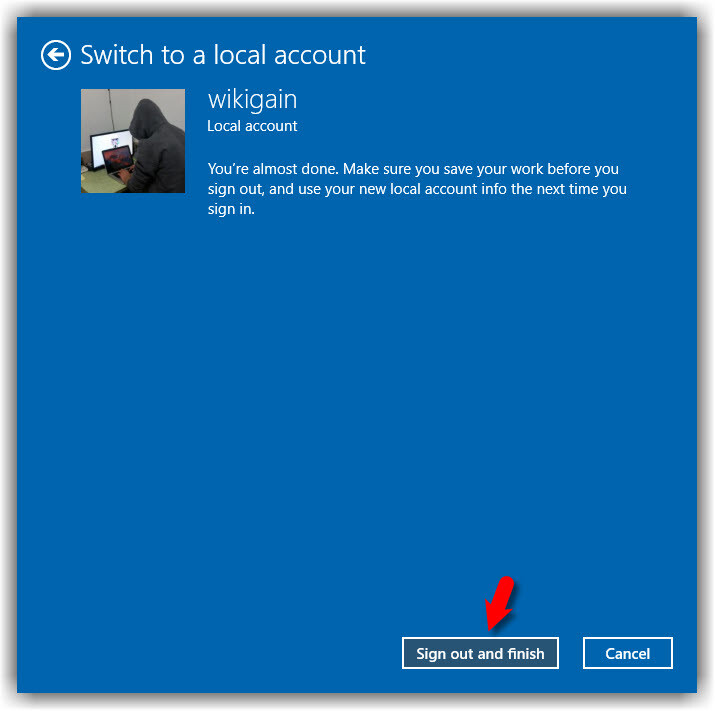 log out of microsoft account windows 10