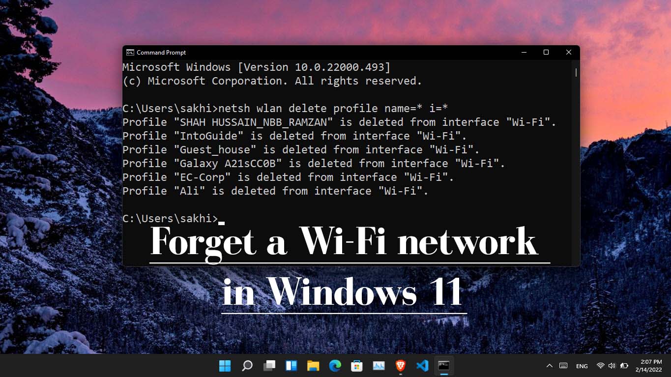 Forget a Wi-Fi network in Windows 11