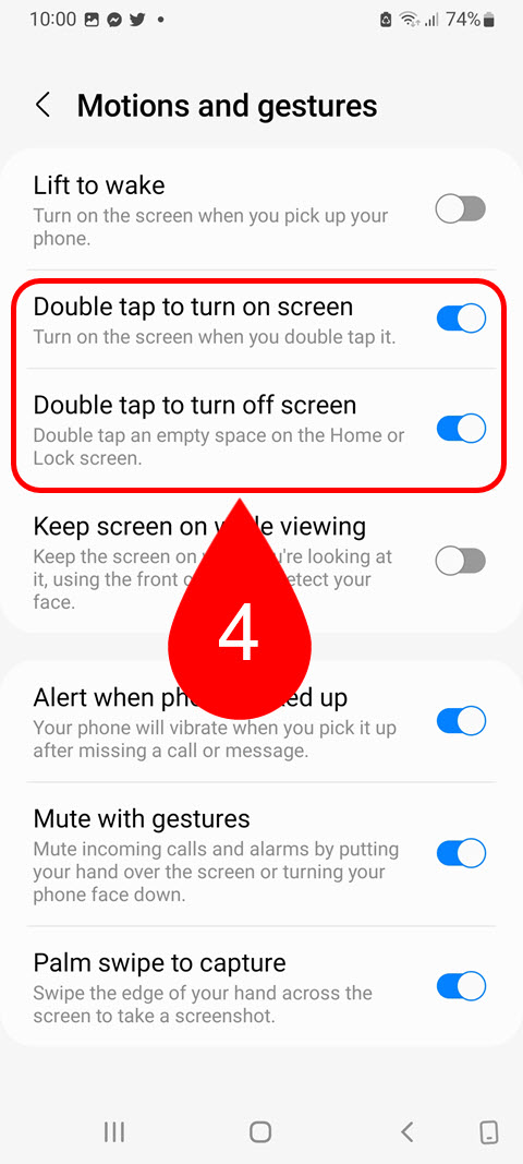 Turn on or Off screen of Samsung Galaxy Phone by Double tap